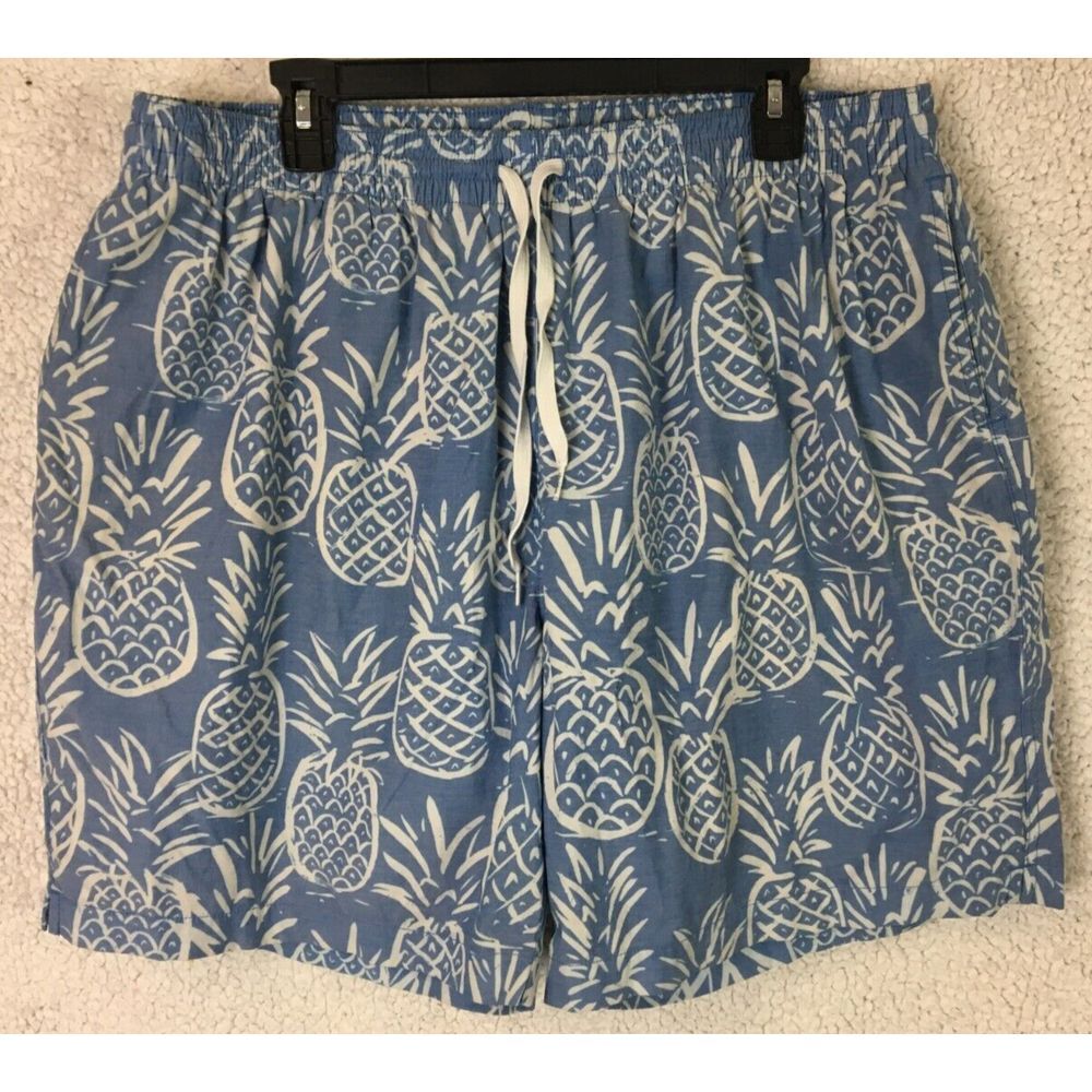 Mens Chubbies Trunks Lined Shorts Size XXL Elastic Waist Draw String Blue White